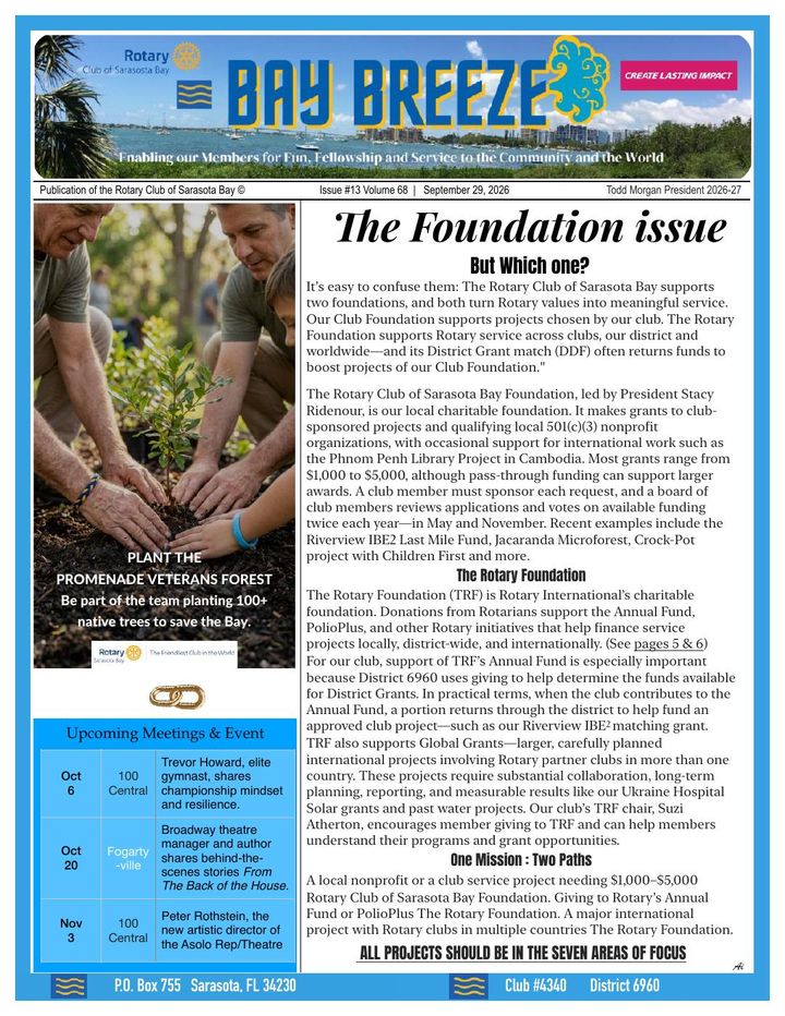 Bay Breeze cover, September 29, 2026: The Foundation Issue
