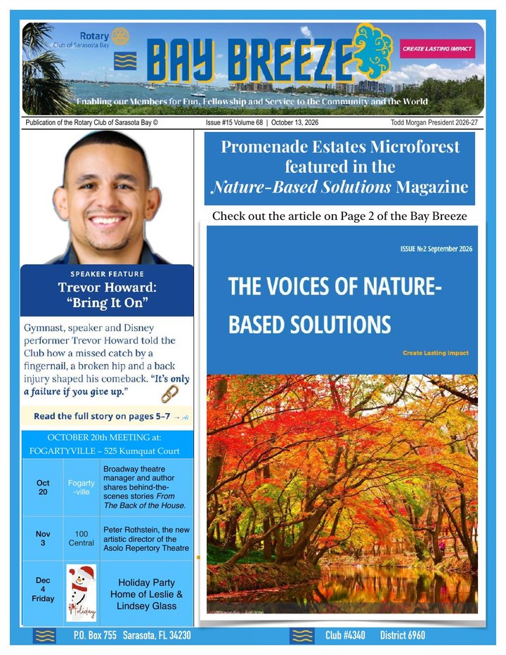 Bay Breeze cover, October 13, 2026: Trevor Howard and the Promenade Estates Microforest